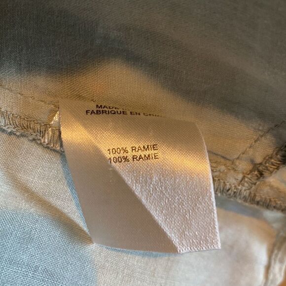 Theory Women’s Small Linen Blend Button Up Shirt Barley Roll Tab Sleeves Dervan - Picture 7 of 7